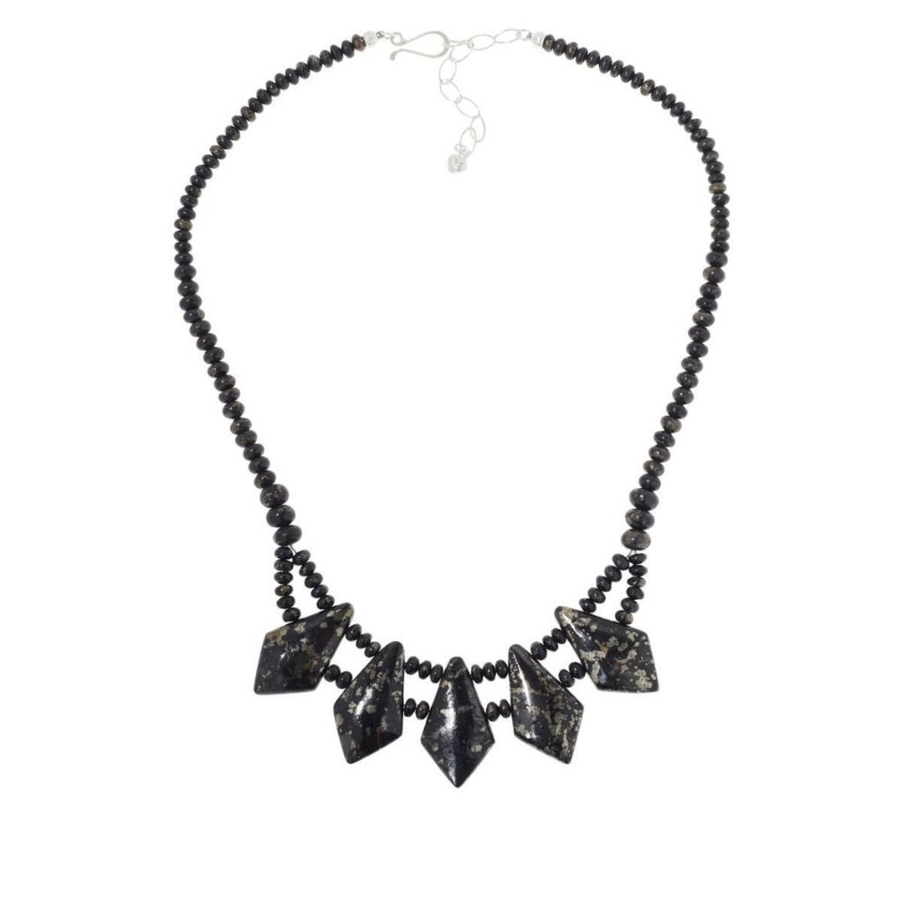 Jay King Sterling Silver Magnetite/Pyrite Beaded Station 18" Necklace